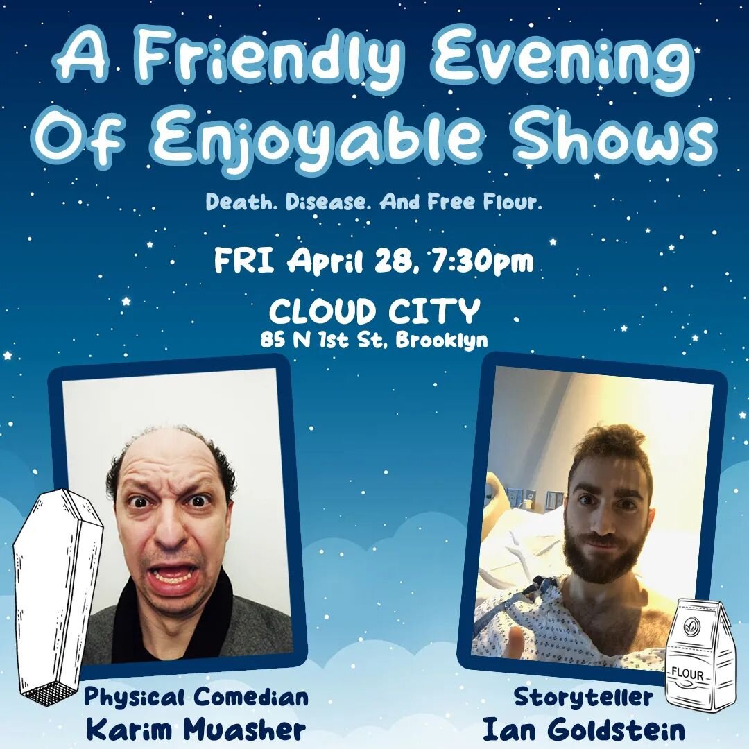 We're' working on a new show!
Thanks to a grant from the Bindlestiff Family Circus, we're developing a new solo show starring Co-Artistic Director Karim Muasher as a discombobulated widower trying to deliver a eulogy. DEARLY DEPARTED is a physical c
