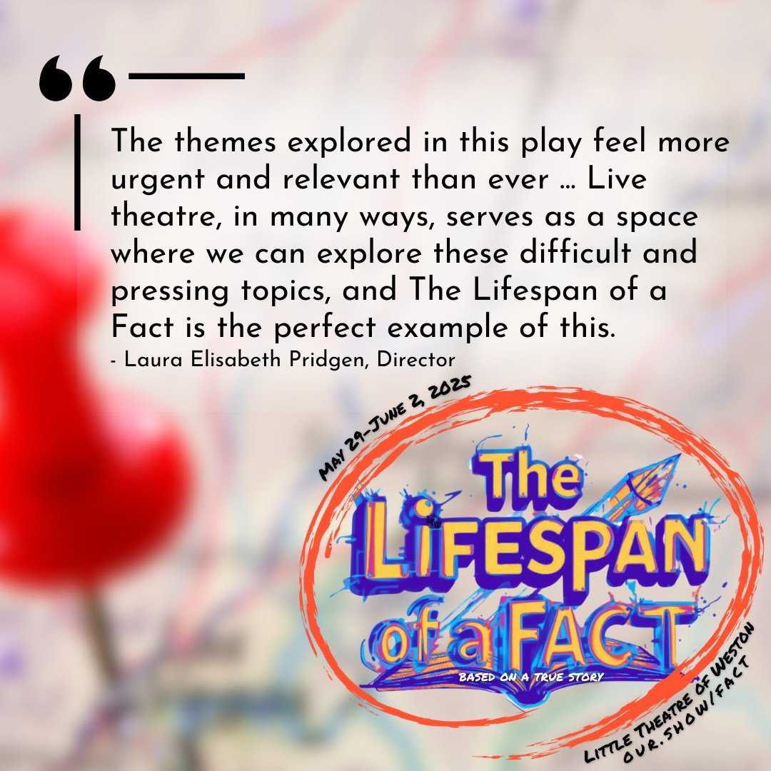 ๐ Don’t just take our word for it…
Director Laura Elisabeth Pridgen shares why The Lifespan of a Fact is the story we need right now. Don’t miss her full insights in the show program’s “Letter from the Director”