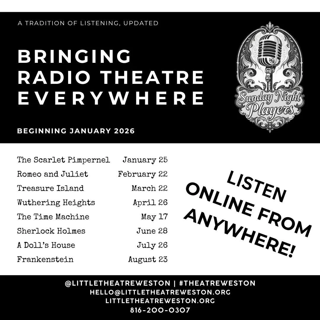 🎙✨ BIG NEWS FOR 2026! ✨🎙
Little Theatre of Weston is thrilled to unveil our Sunday Night Players 2026 Radio Theatre Season - eight months of classic audio drama delivered straight to your ears.

From daring adventures to gothic drama, timeless roma