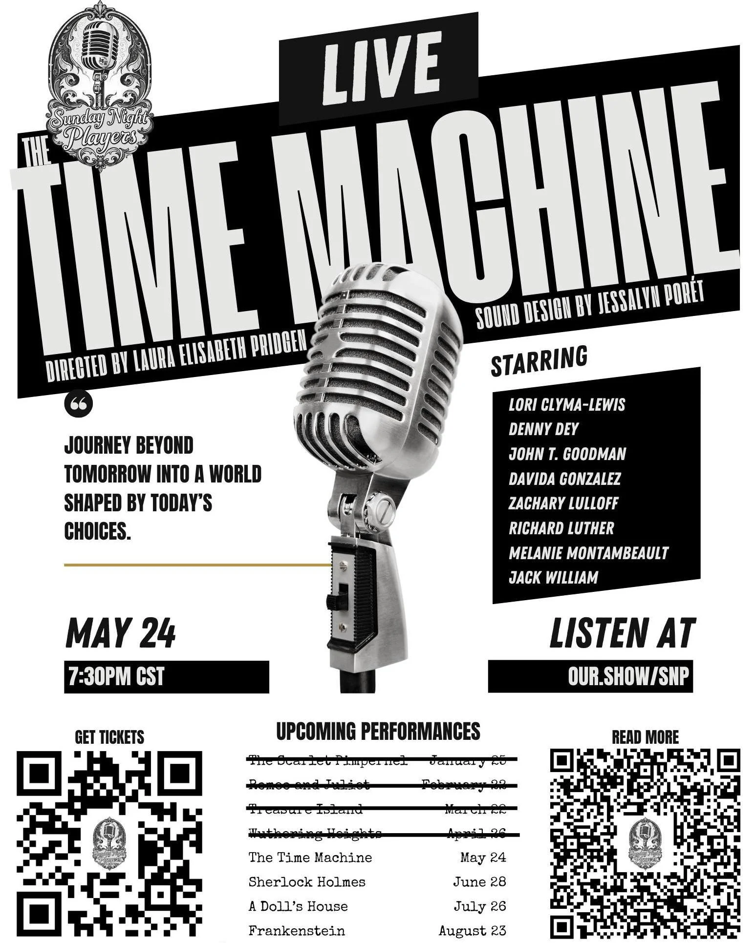 Don&rsquo;t hear about it later. Be there when it happens!

One time only. Live. 

TONIGHT at 7:30pm. 

#SundayNightPlayers #TheTimeMachine #LiveRadioTheatre #AudioDrama #ListenAnywhere #TheatreWeston