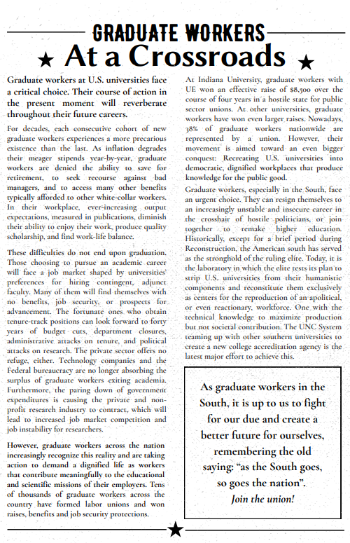 Graduate Workers at a Crossroads