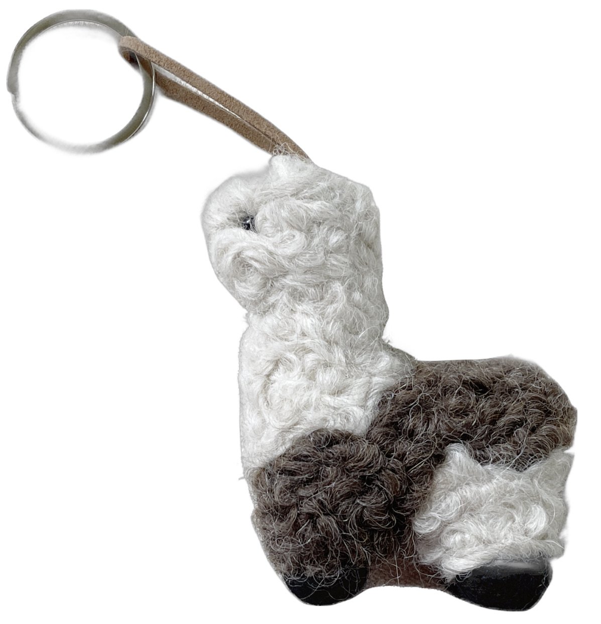 3.5%22 alpaca keychain 100% made in peru_white brown.jpeg