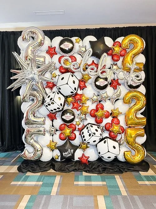 Casino Foil balloon wall decor for corporate, school. gala, school event