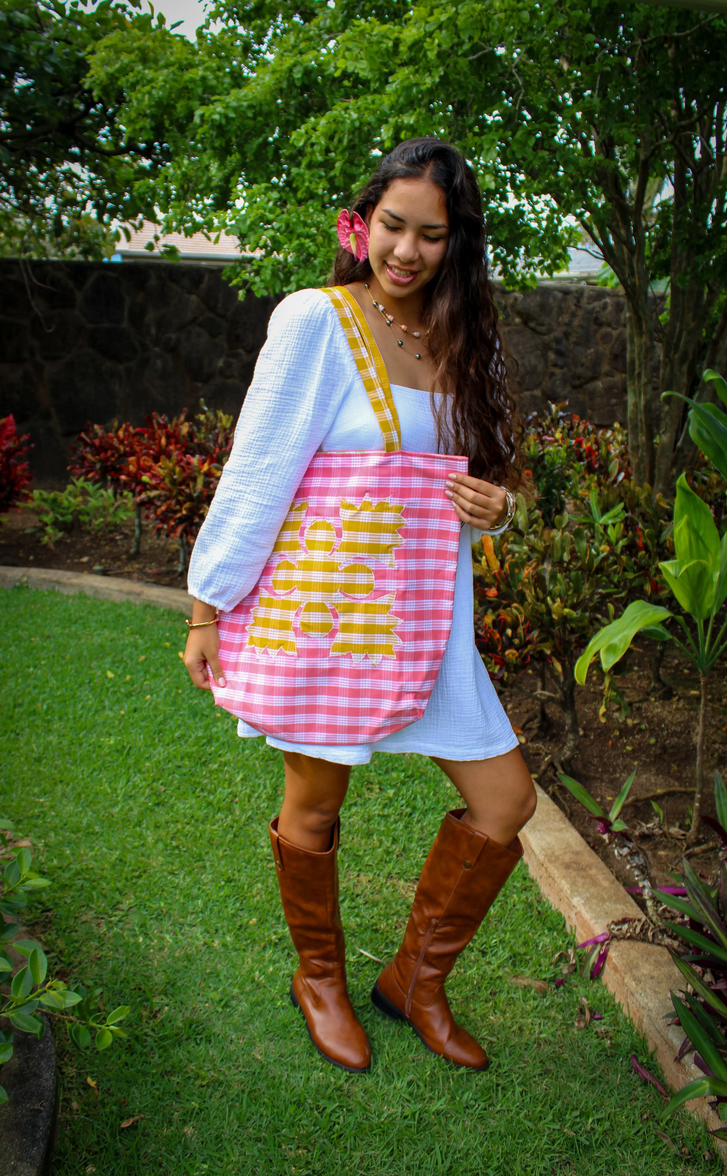 Palaka Quilt Tote (Pink)