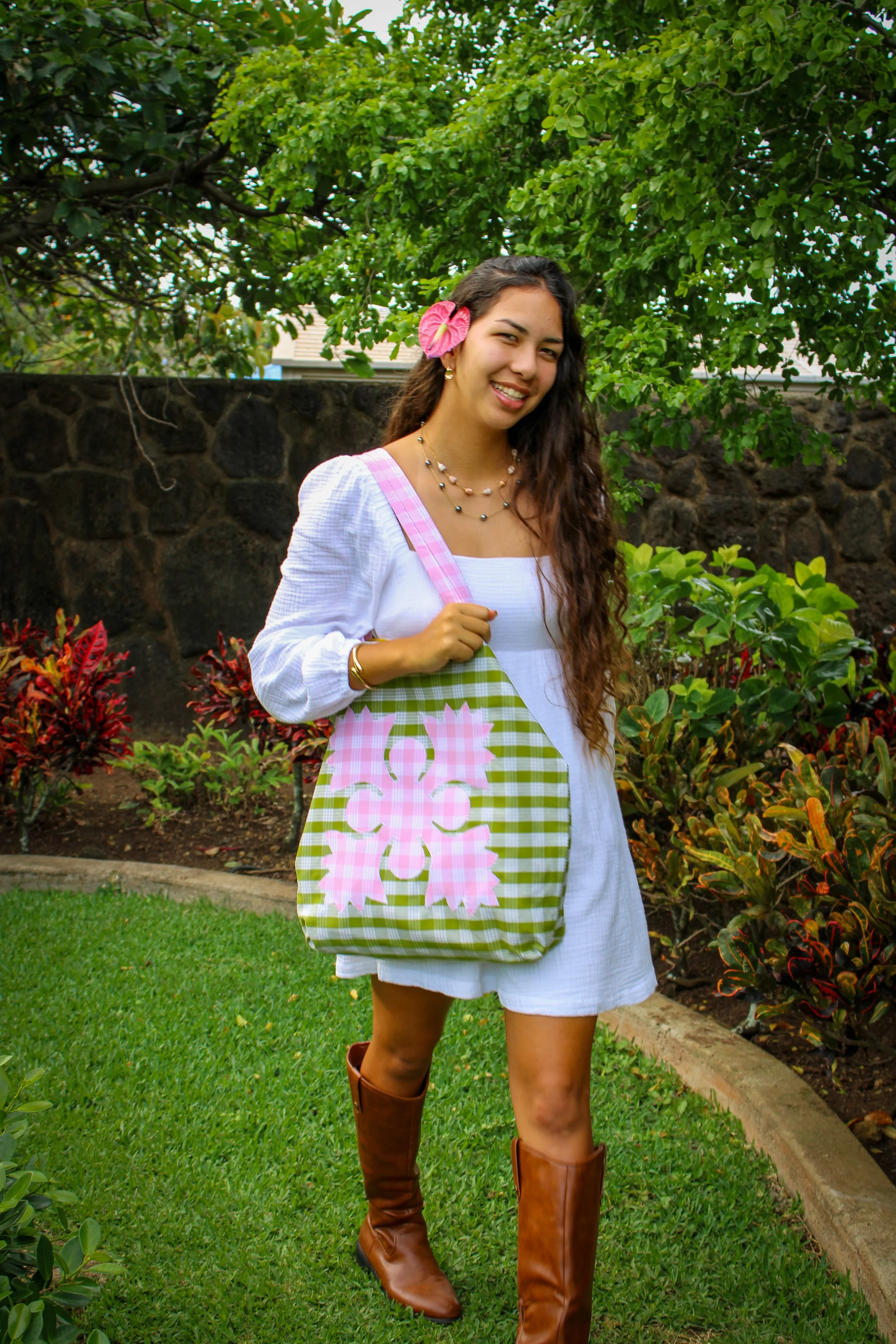 Palaka Quilt Tote ( Avocado Green )