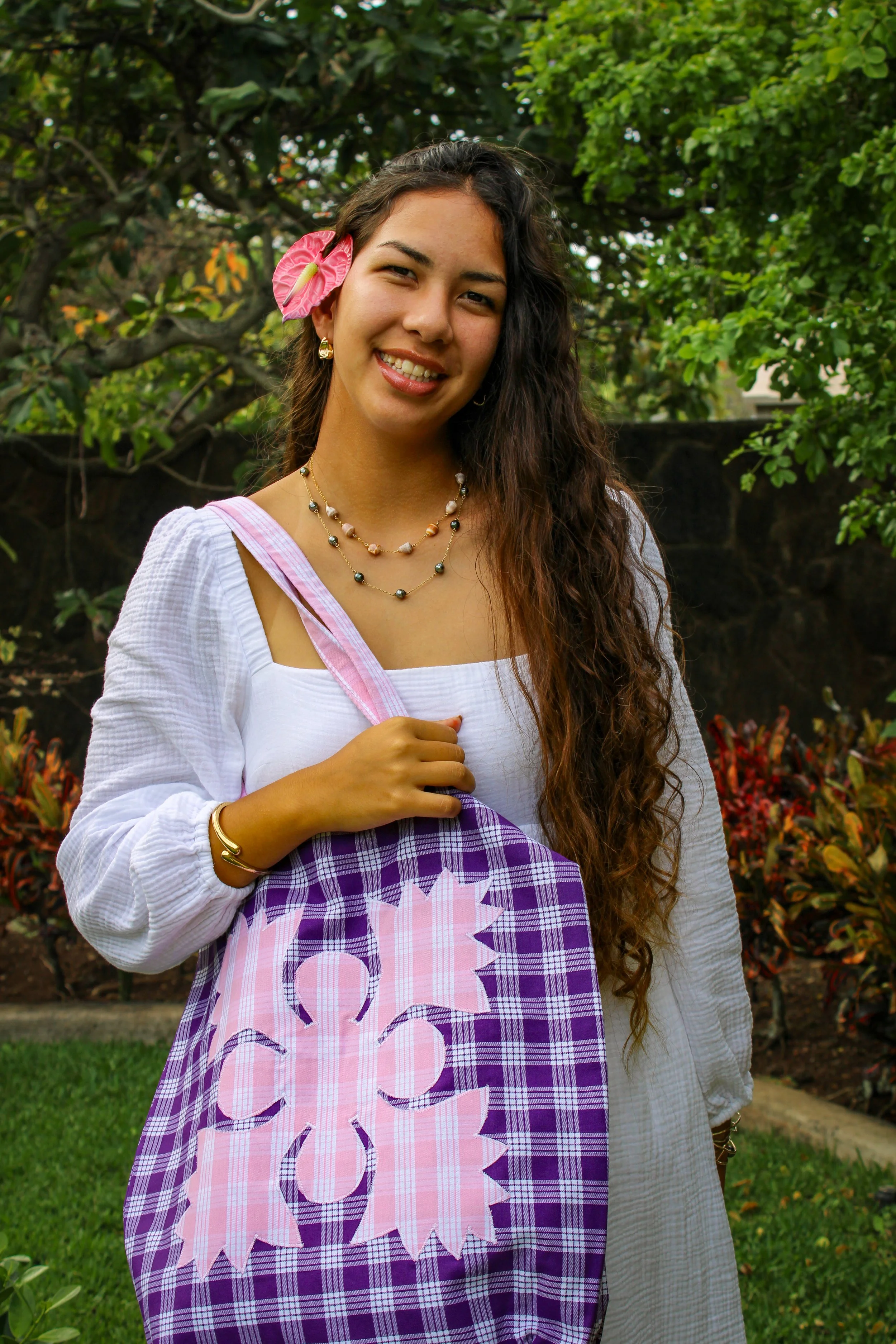 Palaka Quilt Tote ( Purple )