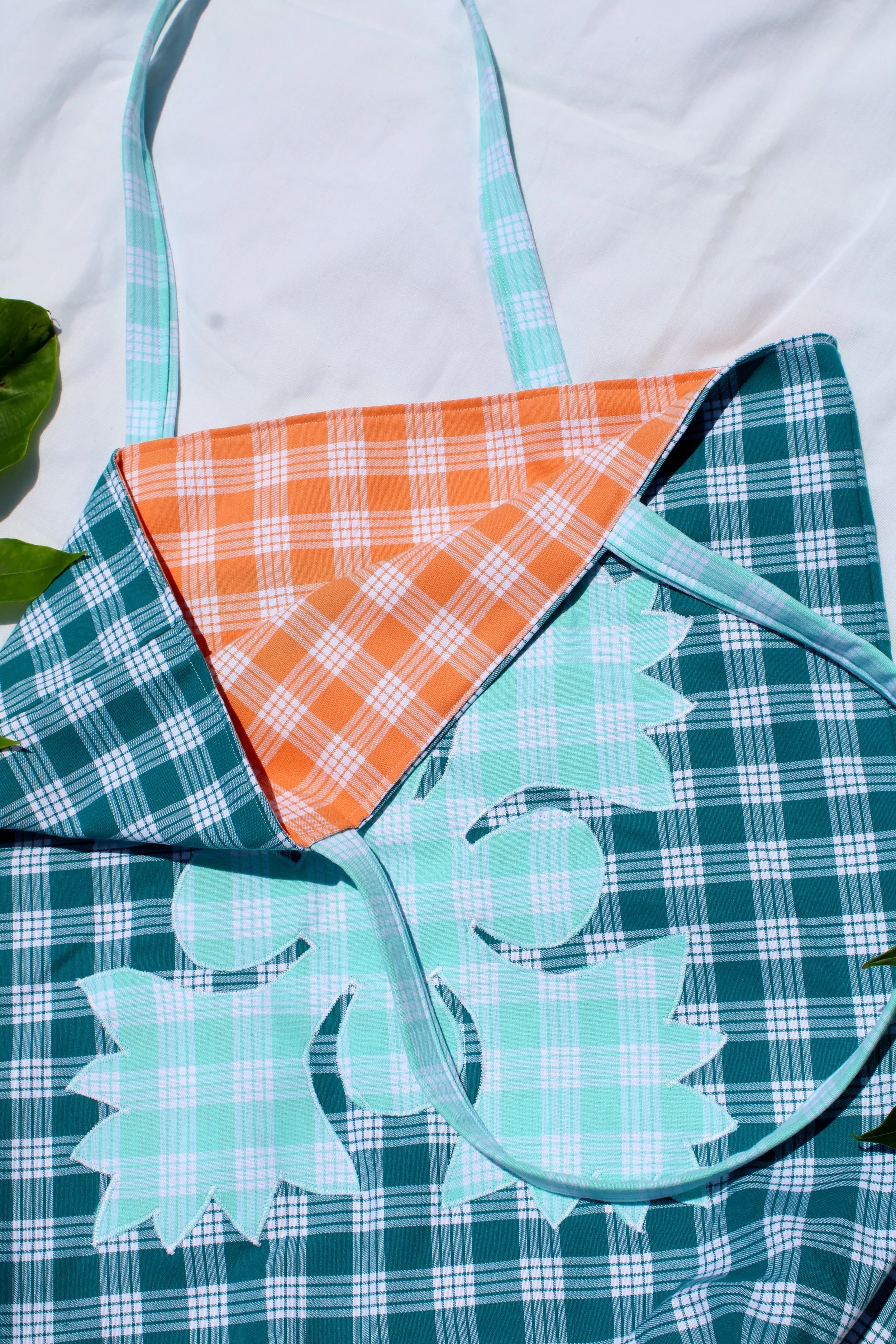 Palaka Quilt Tote ( Teal blue )