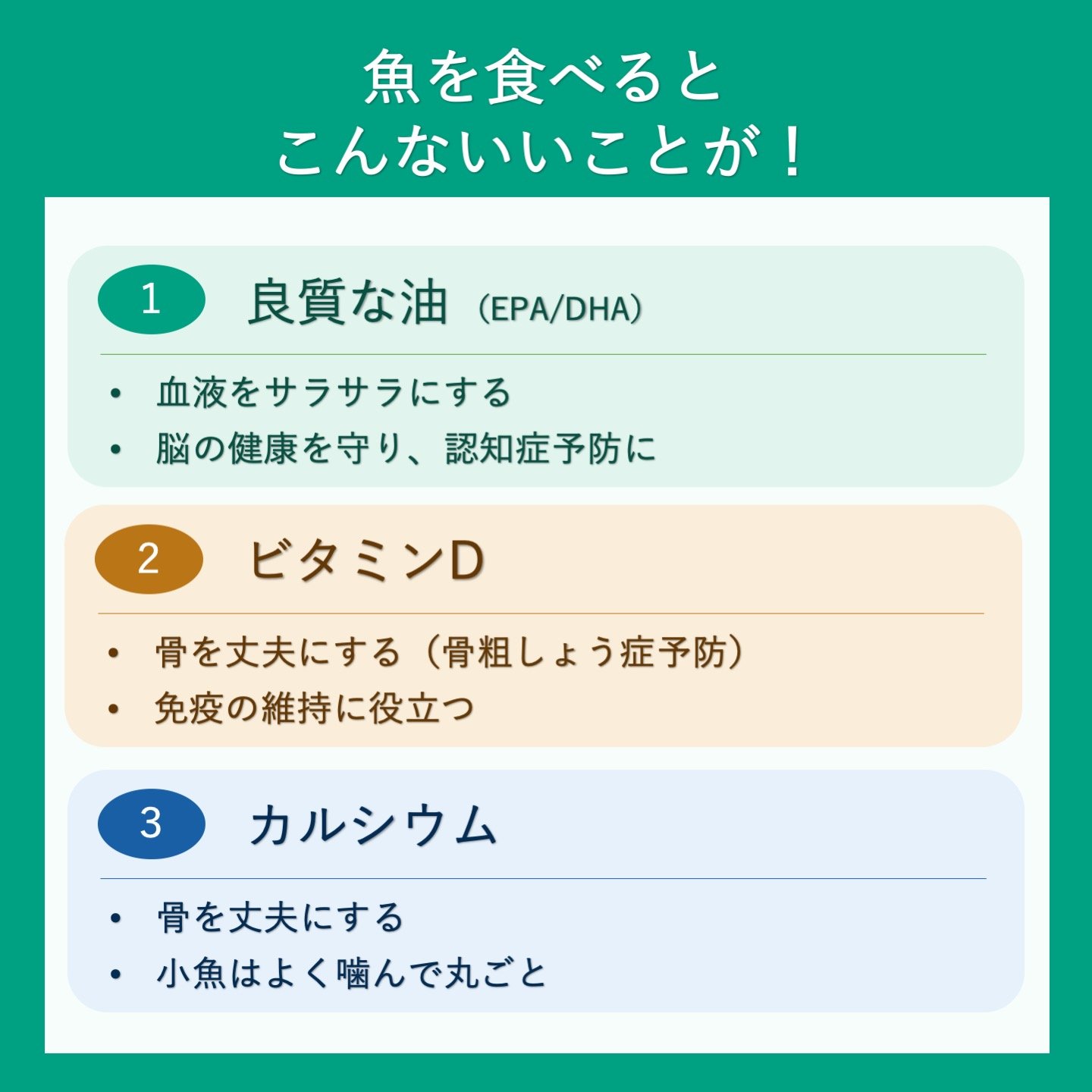 [健康長寿コラム25回]　 たんぱく質だけじゃない、魚を食べるとこんな良いこと