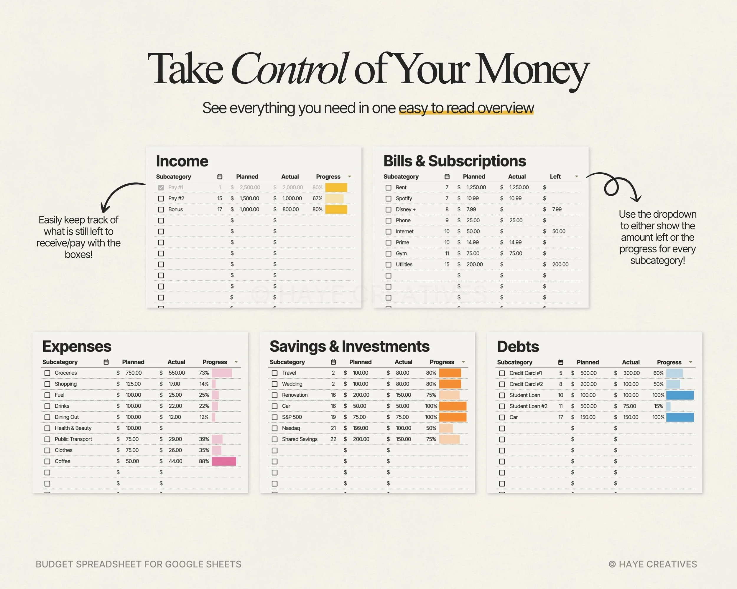 Take control of your money with the simple budget spreadsheet