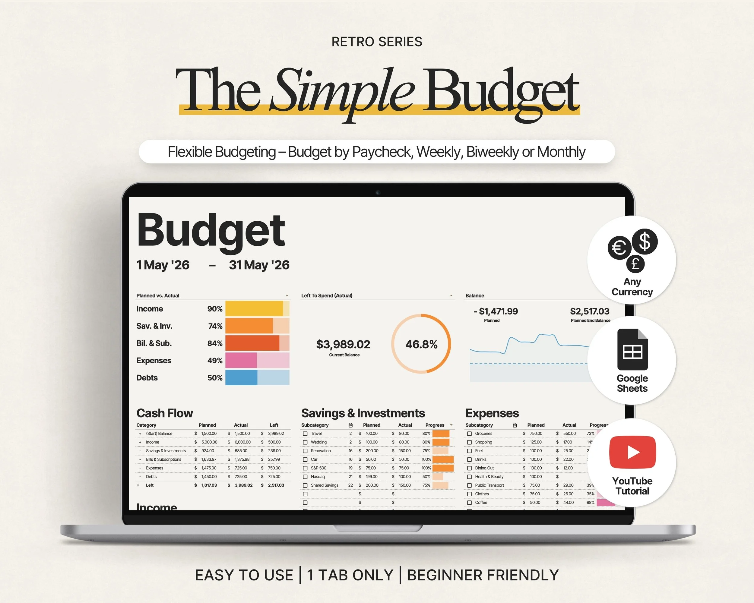 Simple Budget Spreadsheet for Google Sheets