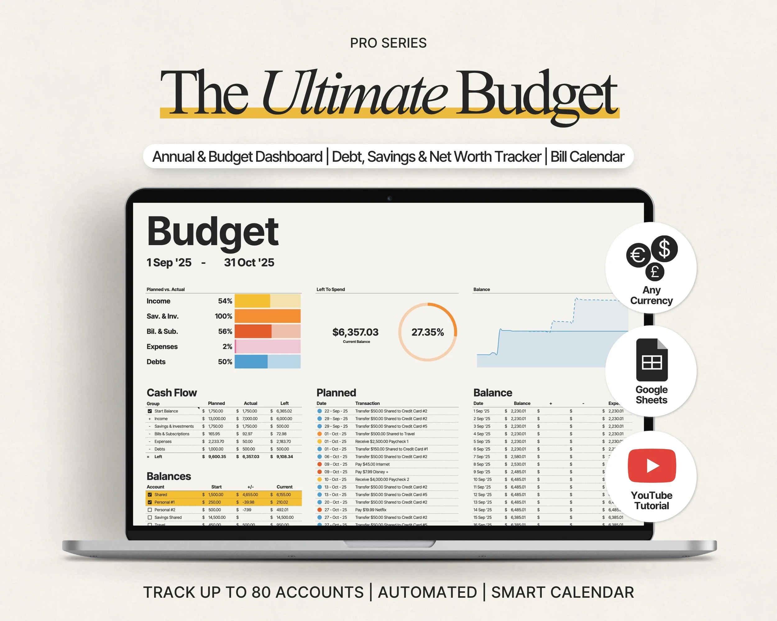 aesthetic budget spreadsheet for google sheets by haye creatives
