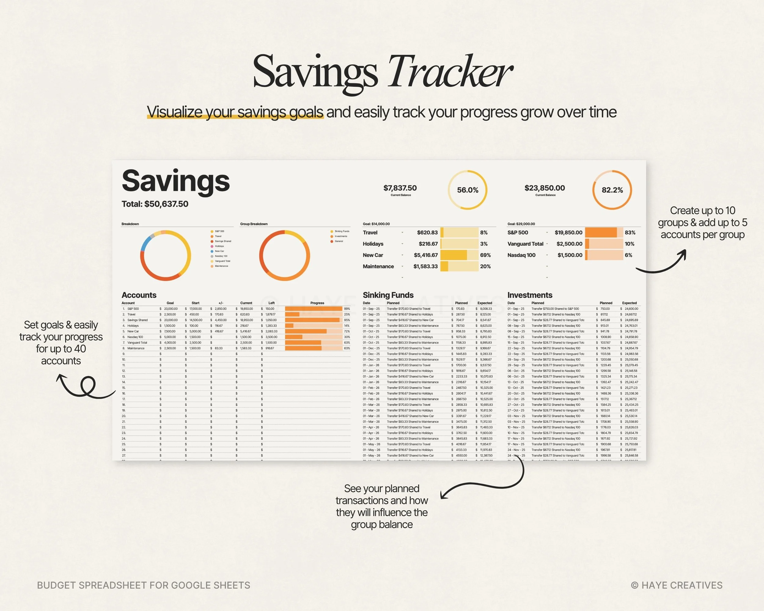 savings tracker sheet