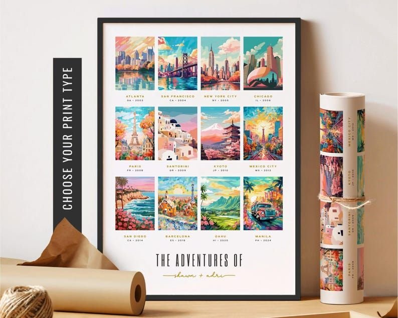 Personalized Travel Collage Wall Art for Favorite Places & Memories by InkxCanvas