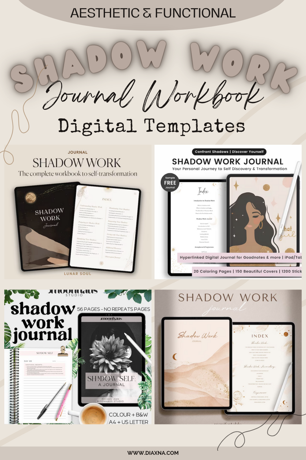Printable Shadow Work Journal for Embracing the Dark Feminine [PDF]