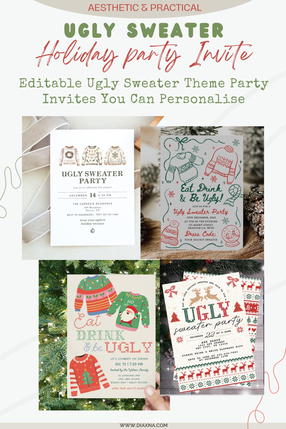 Editable Ugly Sweater Party Invites You Can Personalise in Minutes (No Design Skills Needed)