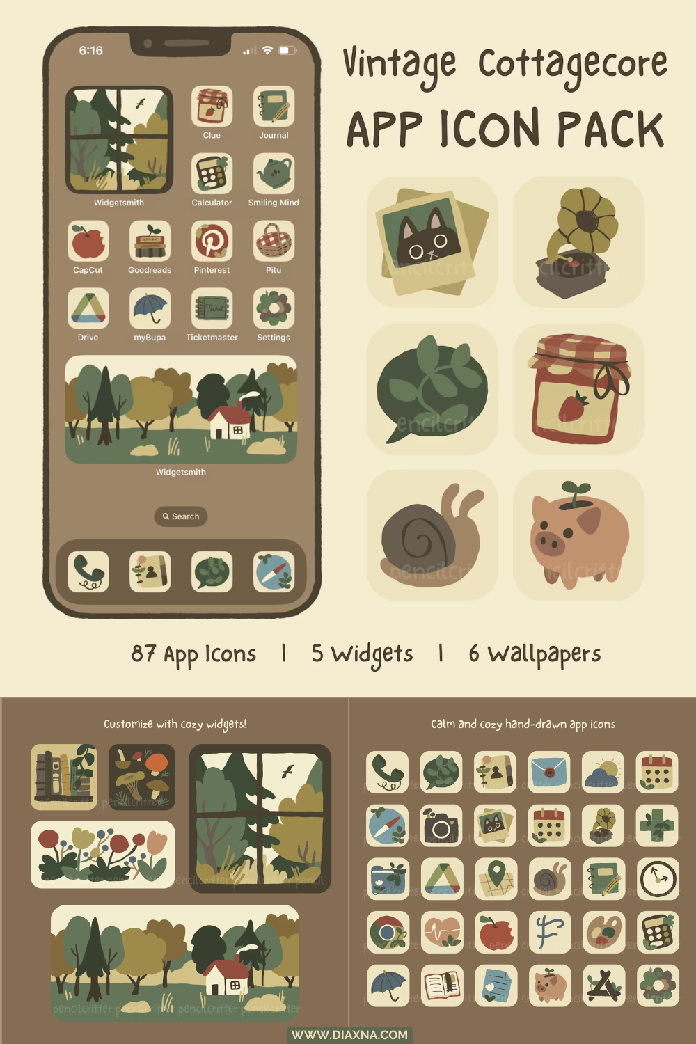 Turn Your Phone Into a Cozy Vintage Cottagecore Dream With These Cute Fall App Icons!
