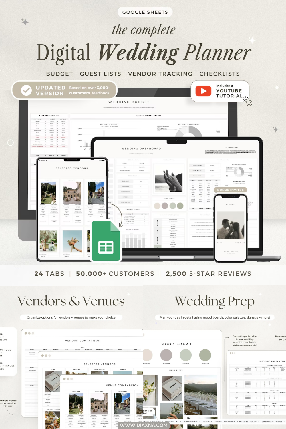 This Digital Wedding Planner Spreadsheet by TheProductivePlans Helps You Plan Your Wedding Without the Stress