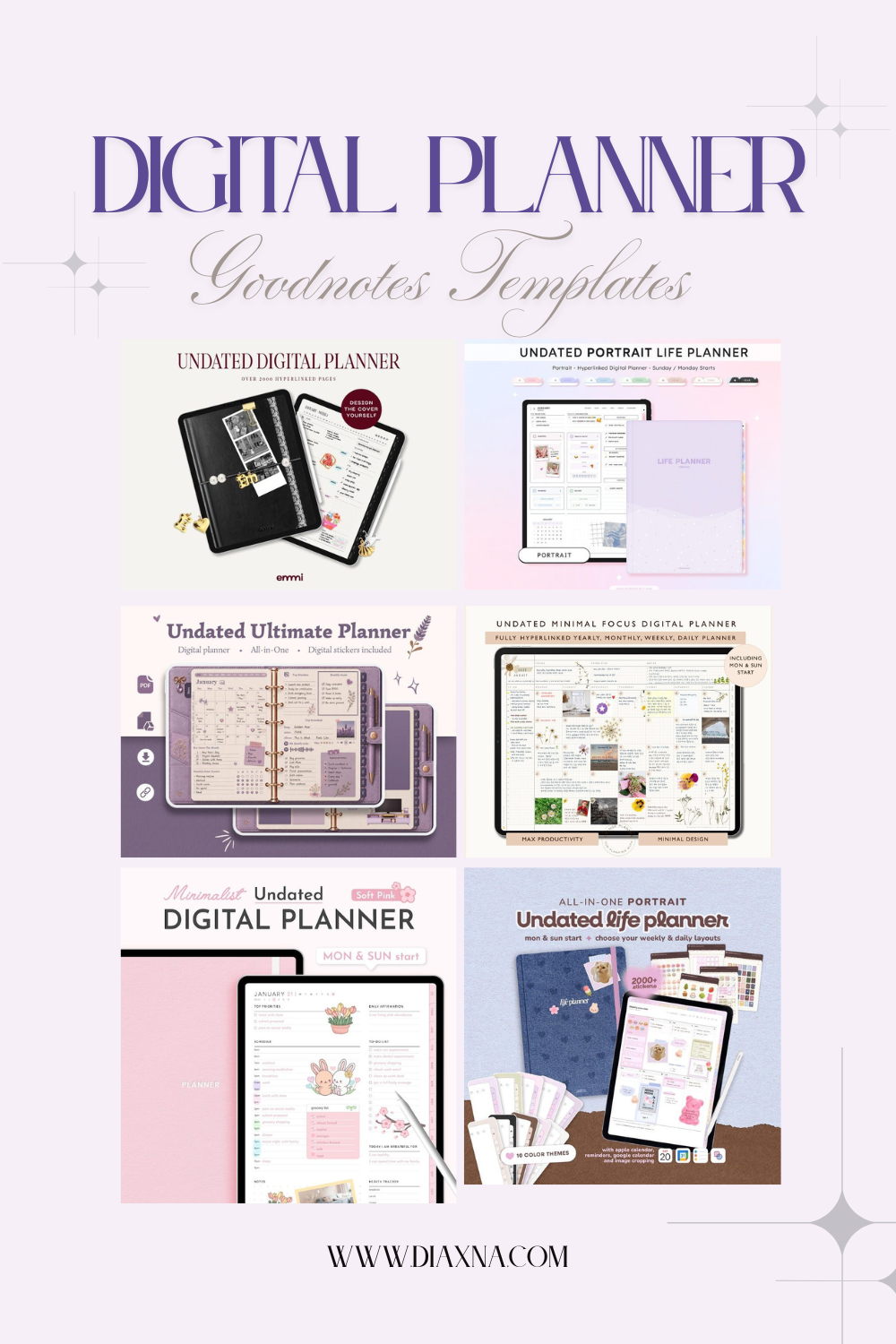 6 Aesthetic Undated Digital Planners for iPad &amp; GoodNotes!