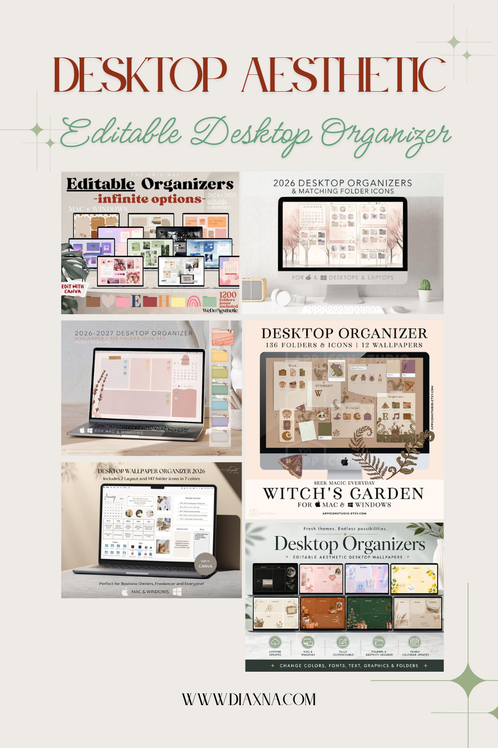 6 Aesthetic Desktop Organizer Wallpapers &amp; Folder Icons for Mac &amp; Windows!