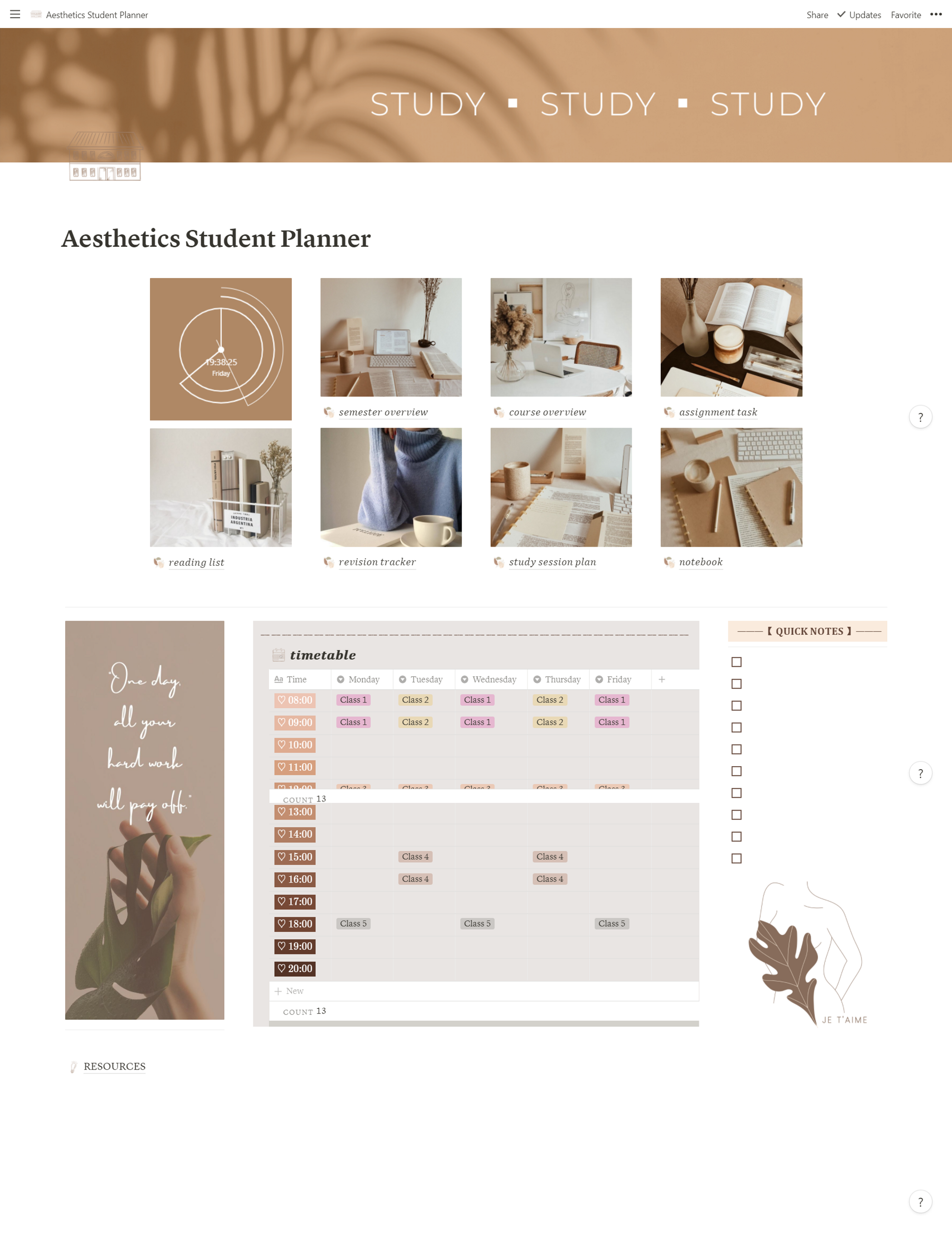 Notion Study Planner Template