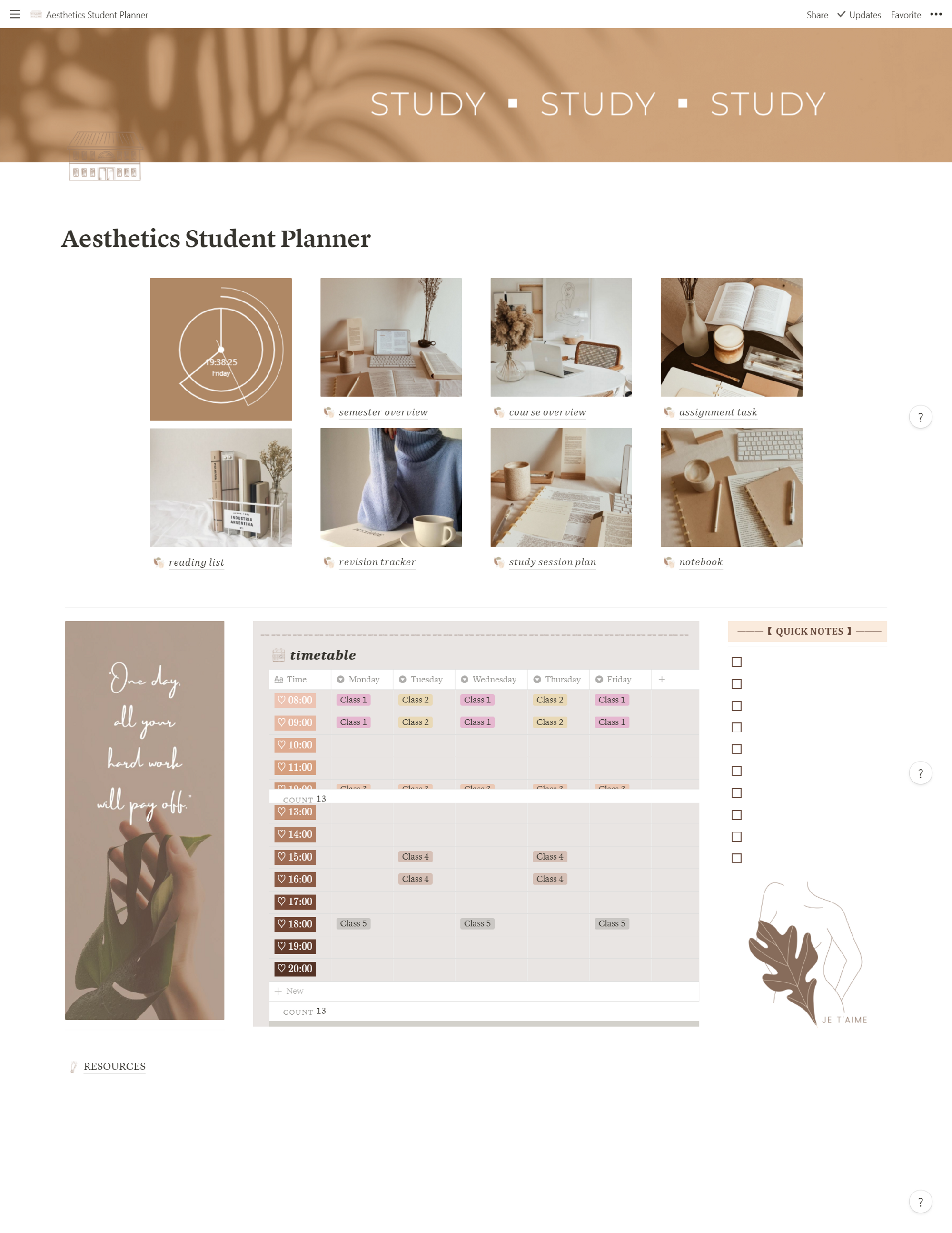 notion homework planner template