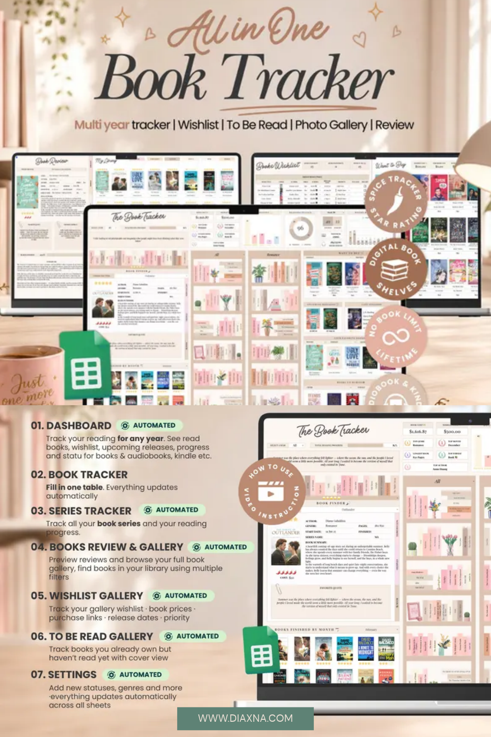 Ultimate Google Sheets Book Tracker & Reading Journal by Evelibrary