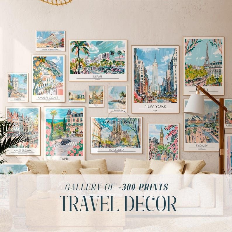 300 Colorful Retro Travel Posters for a Maximalist Gallery Wall by LoveDictionary