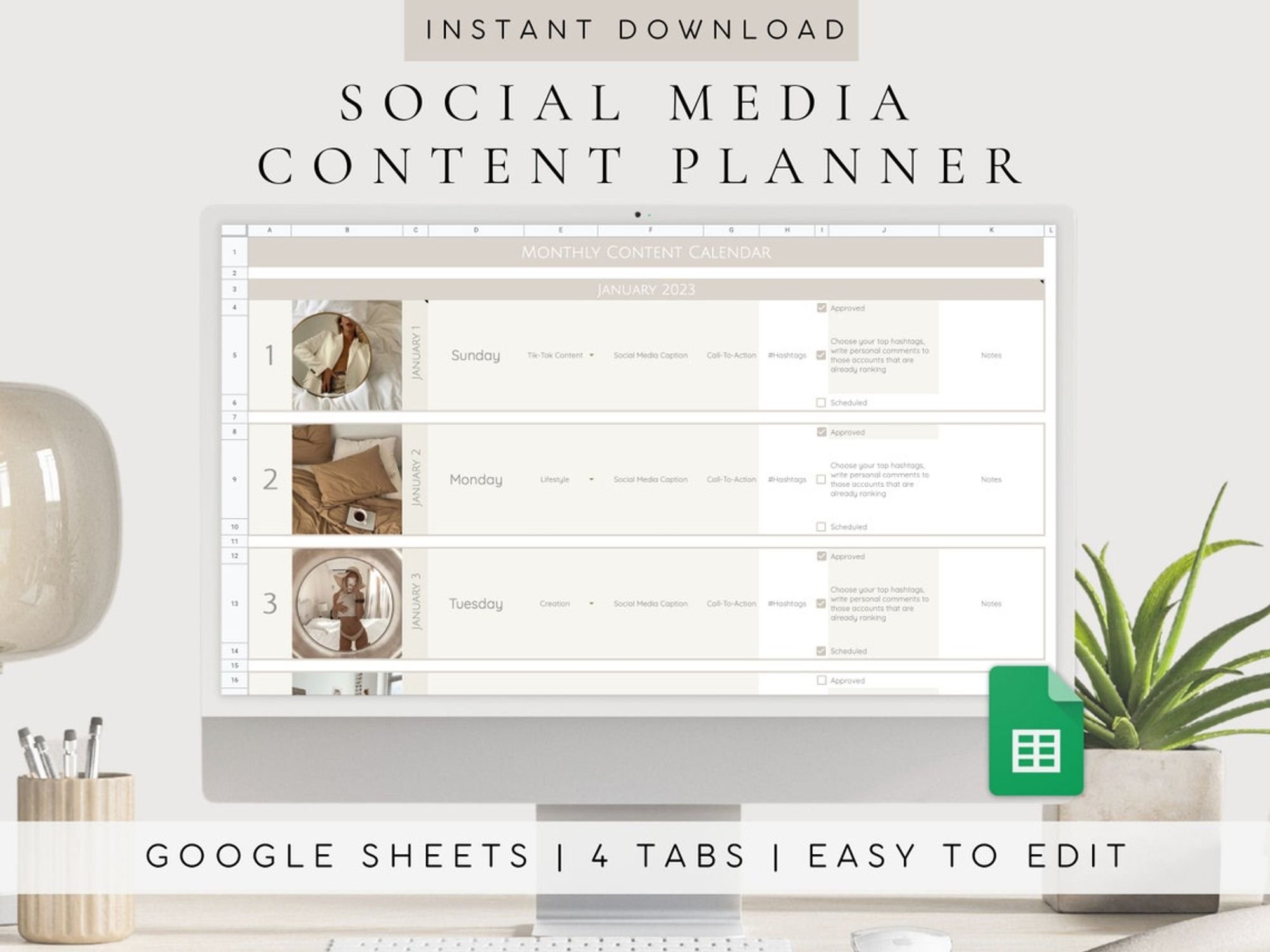 5 Social Media Content Planner Google Sheets AestheticsTemplates — DIAxNA