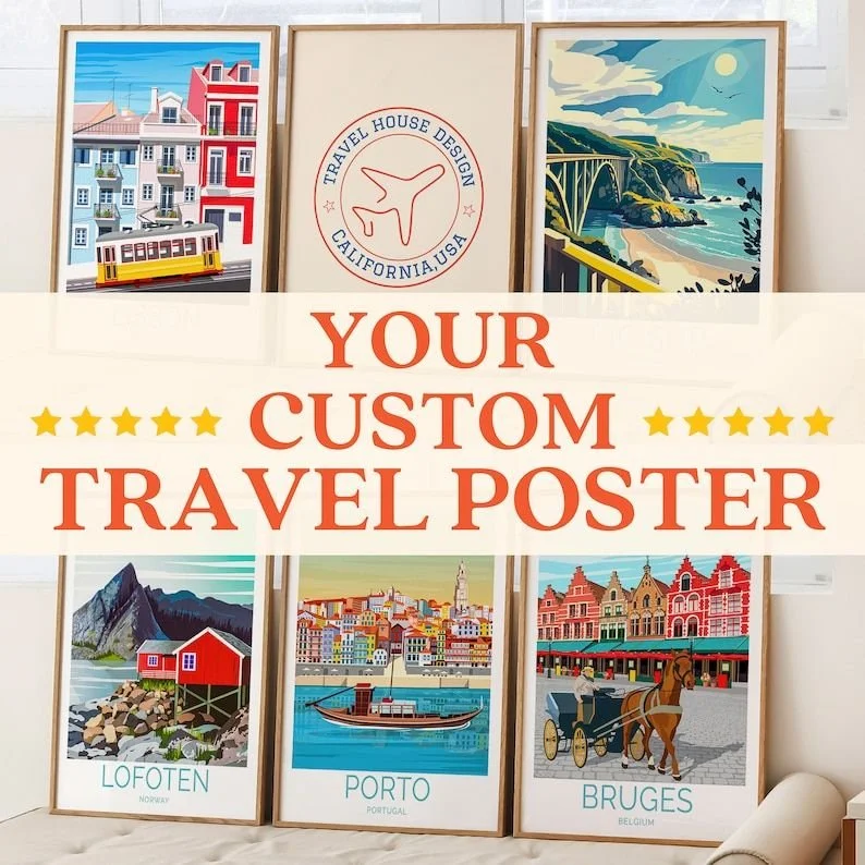 Custom Travel Poster Illustrations Made From Your Dream Destinations by TravelHouseDesign