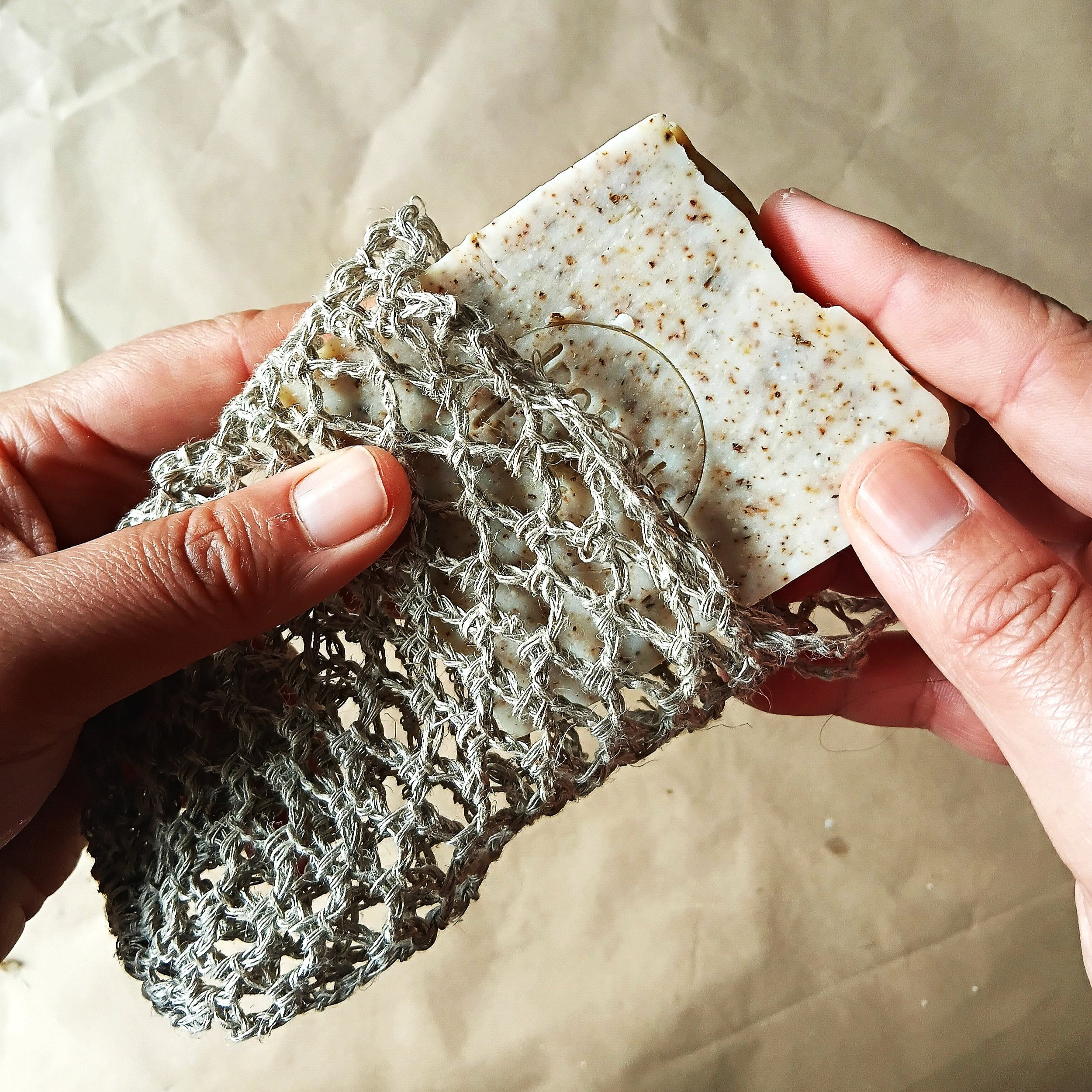 This sturdy, durable, and biodegradable hemp bag is designed to help you use every last bit of your cherished soap bar.