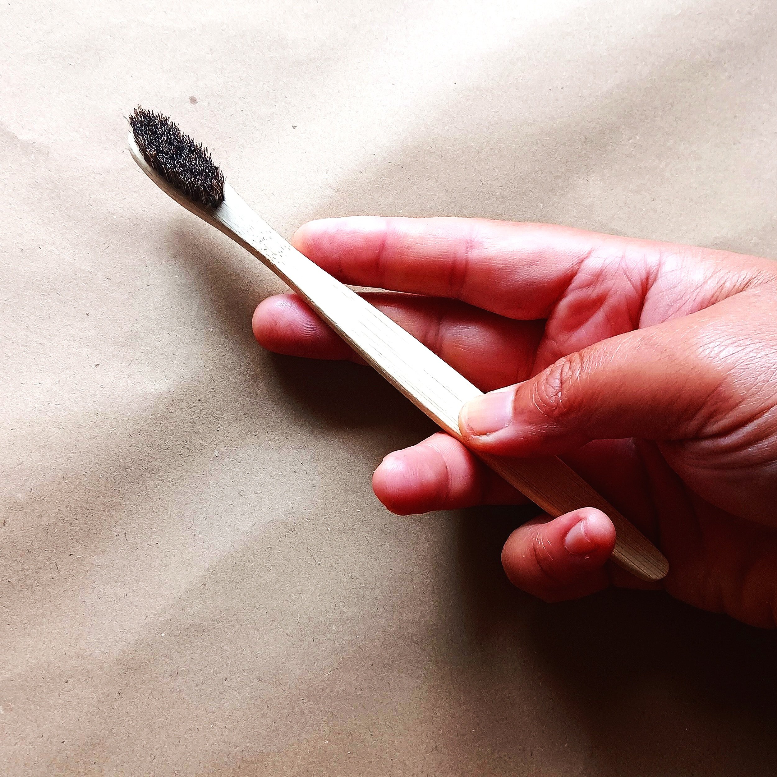 Crafted with a bamboo handle, without laser engravement to reduce emission from being release by laser heat, and horse hair bristles, (Copy)