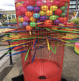  Giant Kerplunk. 
Draw the sticks without dropping any balls.
 From £240. 
 
Audience: Everyone,
Activity: Games,
 