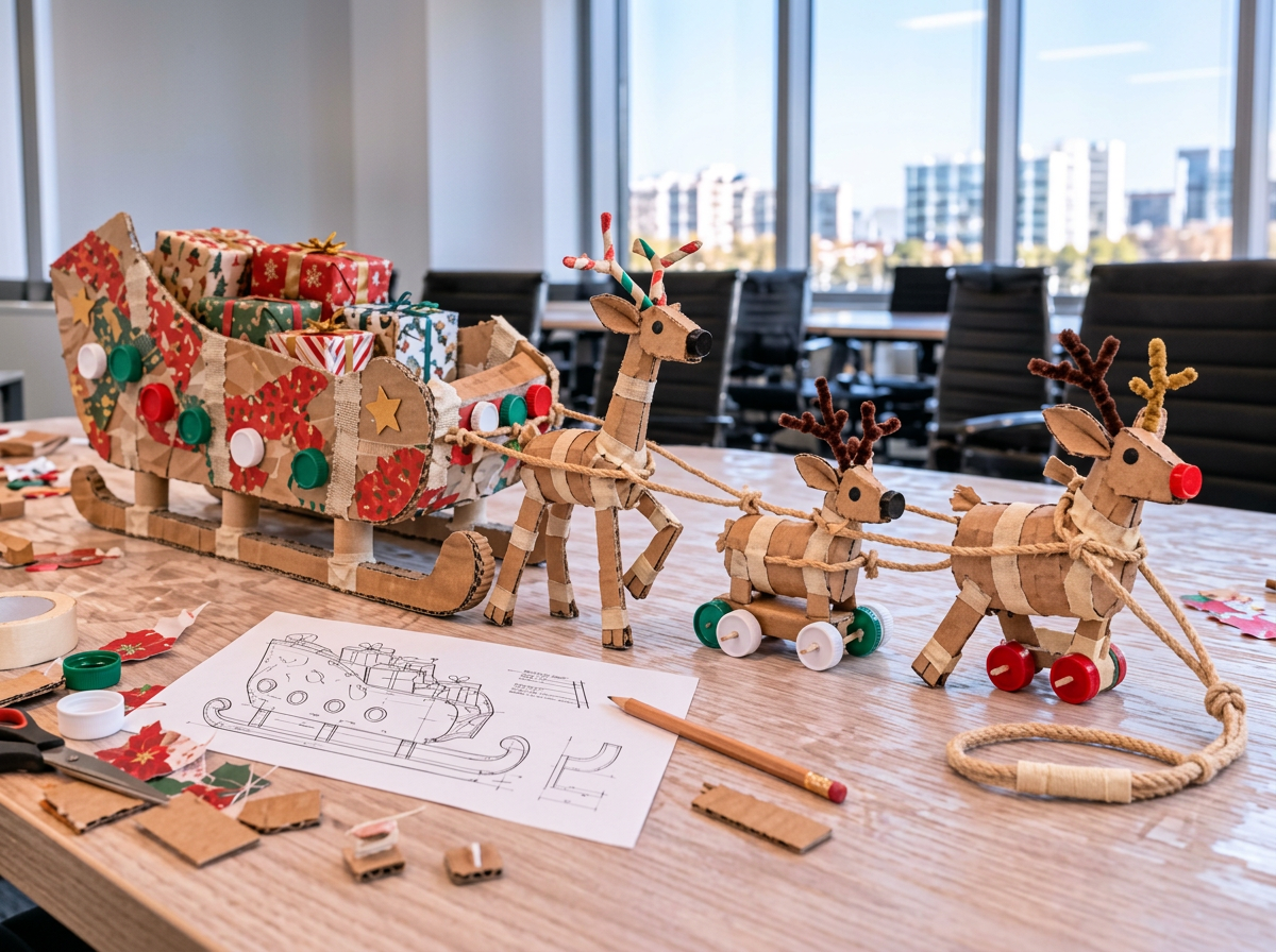  Santa’s Sleigh Challenge. 
 Teams design and build their own festive sleigh using card, tape and recycled materials.
Then, race through a Christmas delivery course as surprise challenges put teamwork, creativity and adaptability to the test.
  From 