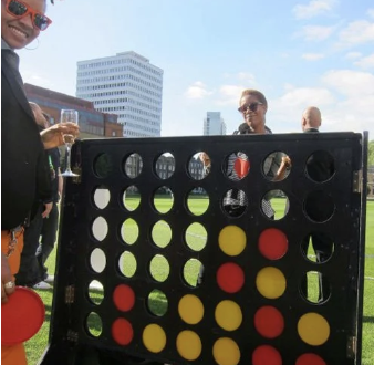  Giant Connect 4. 
The classic 4 in a row game - but BIG.
 From £95. 
 
Audience: Everyone,
Activity: Games,
 