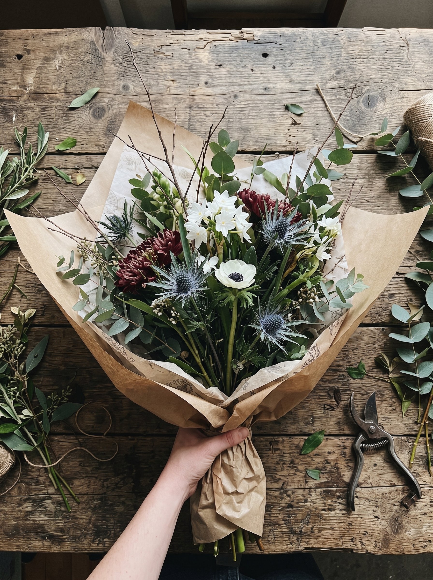  Festive Flower Arranging. 
Learn to create stunning vase arrangements using seasonal foliage like pine, berries, and red and white flowers. Our expert florists will guide you in crafting a unique display, complete with ribbons if you'd like a modern