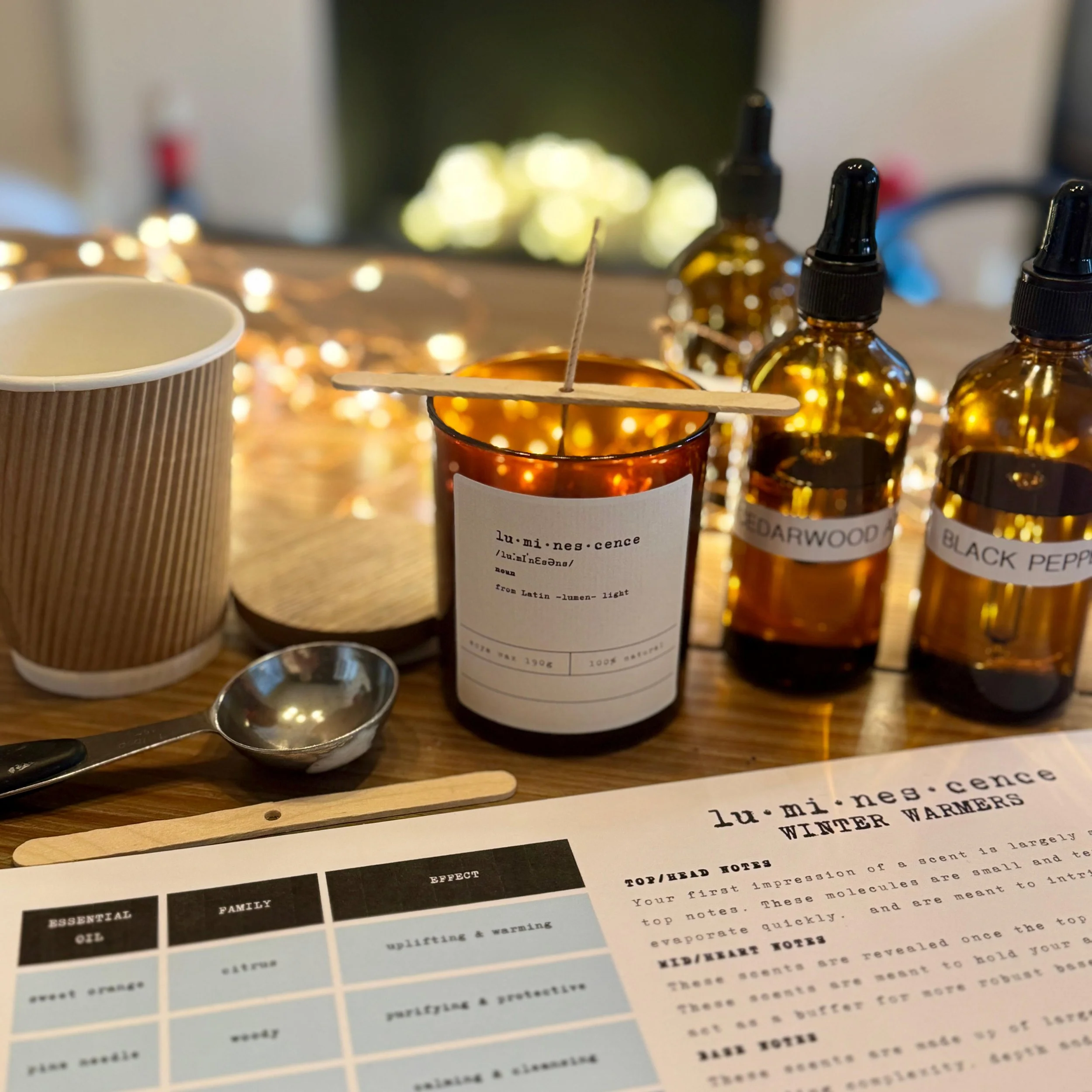 Festive Candle Making. 
Learn to make a deliciously scented candle for the ultimate cozy winter night! Use a blend of essential oils to craft your unique fragrance, with some festive editions such as cloves and frankincense.  £55pp. 
 
Browse by: Ma