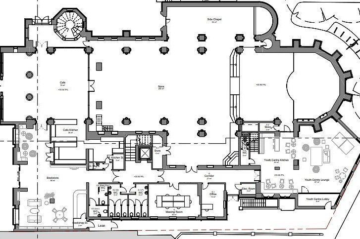 Line drawing of the ground floor plan