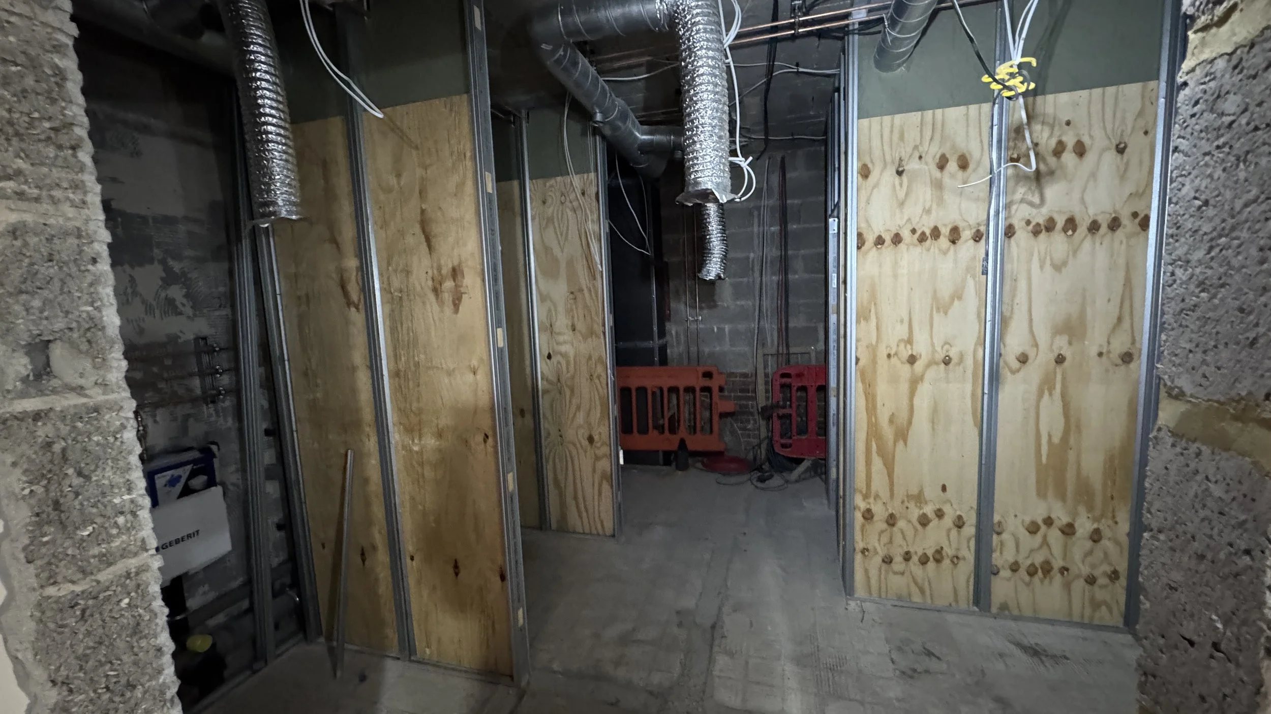 Wall partitions in the new 1st floor toilets
