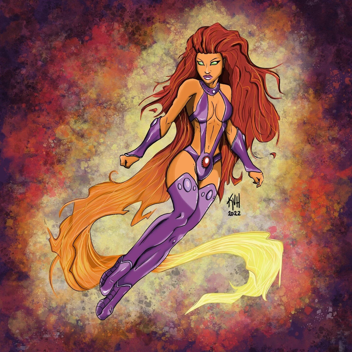 What a difference 9 years makes! 

This is a re-draw of a fan drawing I originally did in 2013 as a Master Study of an illustration by artist Michael Turner featuring DC Comics' character, Starfire.

I found my old drawing while cleaning out my noteb
