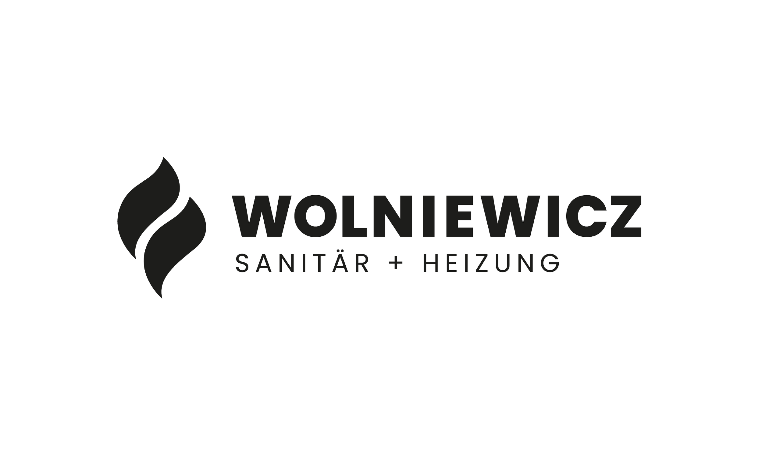 Logo mit Flammen und dem Schriftzug 'WOLNEWICZ Sanitär + Heizung' auf weißem Hintergrund.