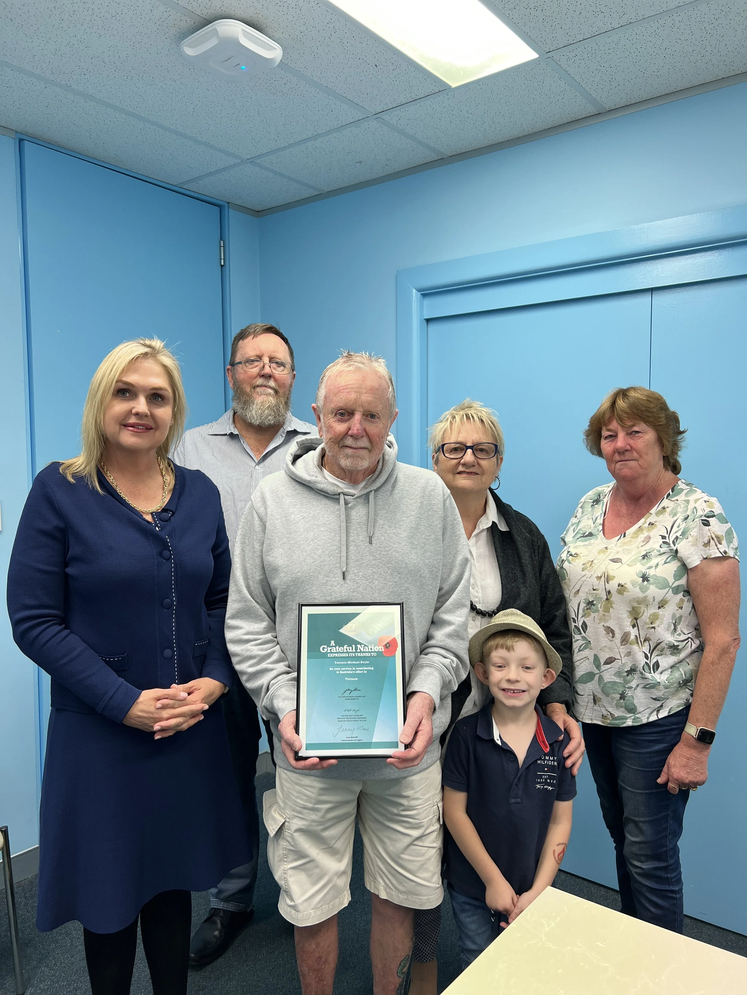 Certification of Appreciation - Lance-Corporal Terry Doyle