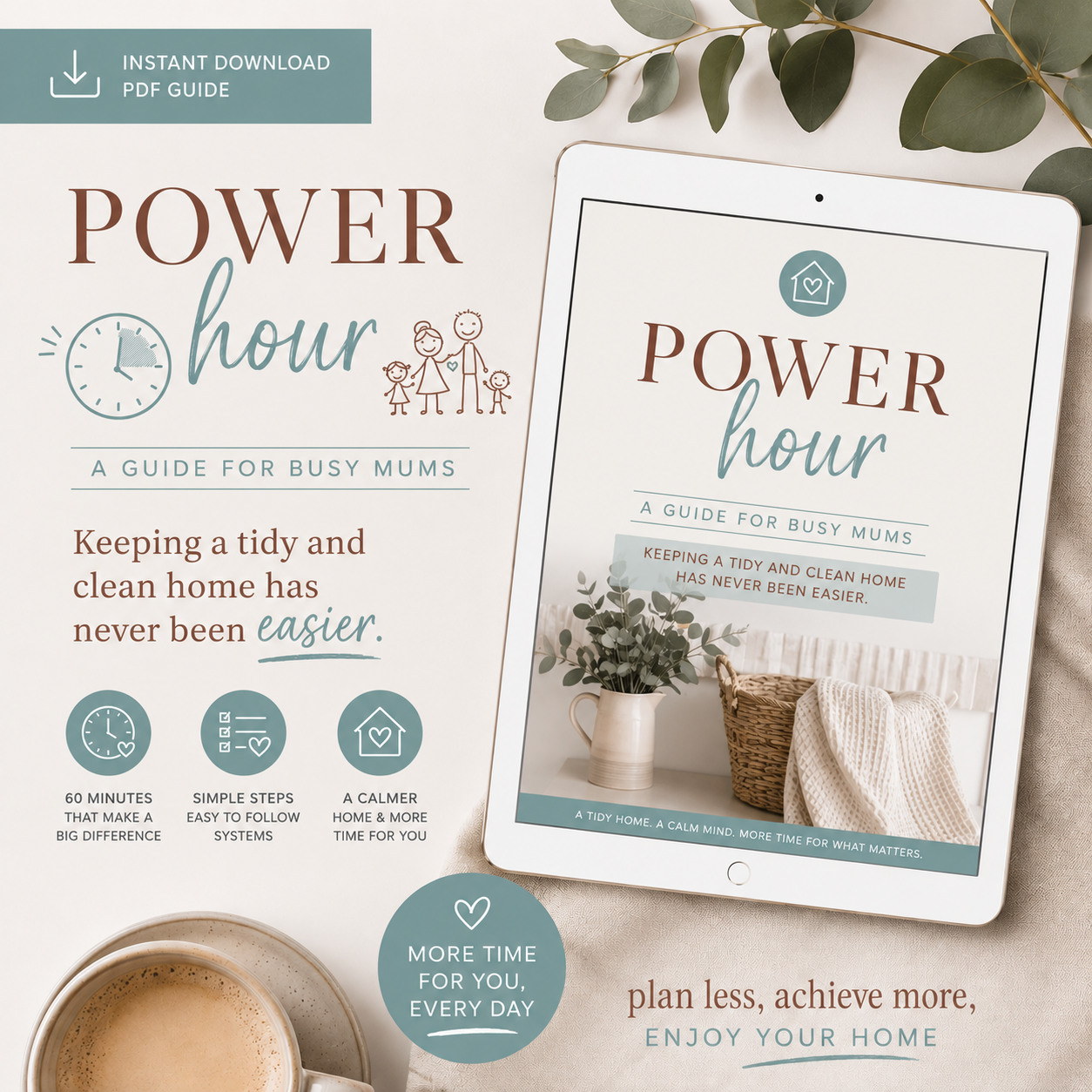 Power Hour printable! Step by step guide to get the whole family involved in the cleaning routine