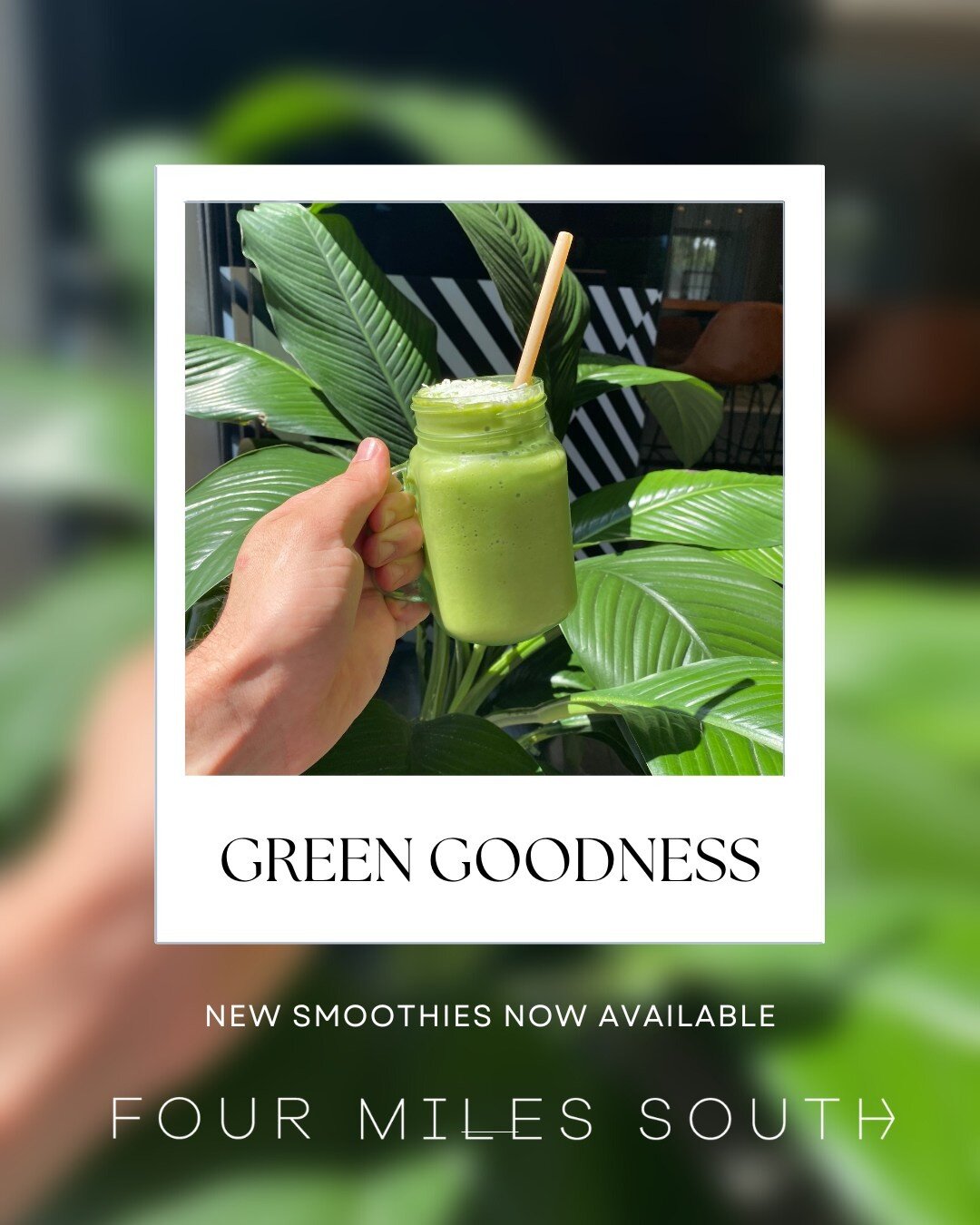 Feeling green with envy? Try our newest addition to the menu: the Green Goodness Smoothie! Packed with nutritious ingredients and delicious flavour, it's sure to be your new go-to at Four Miles South
