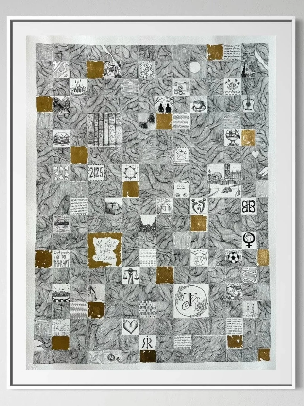[SOLD]
'A Thousand Memories', 50x80cm, ink pen & gold foil on paper