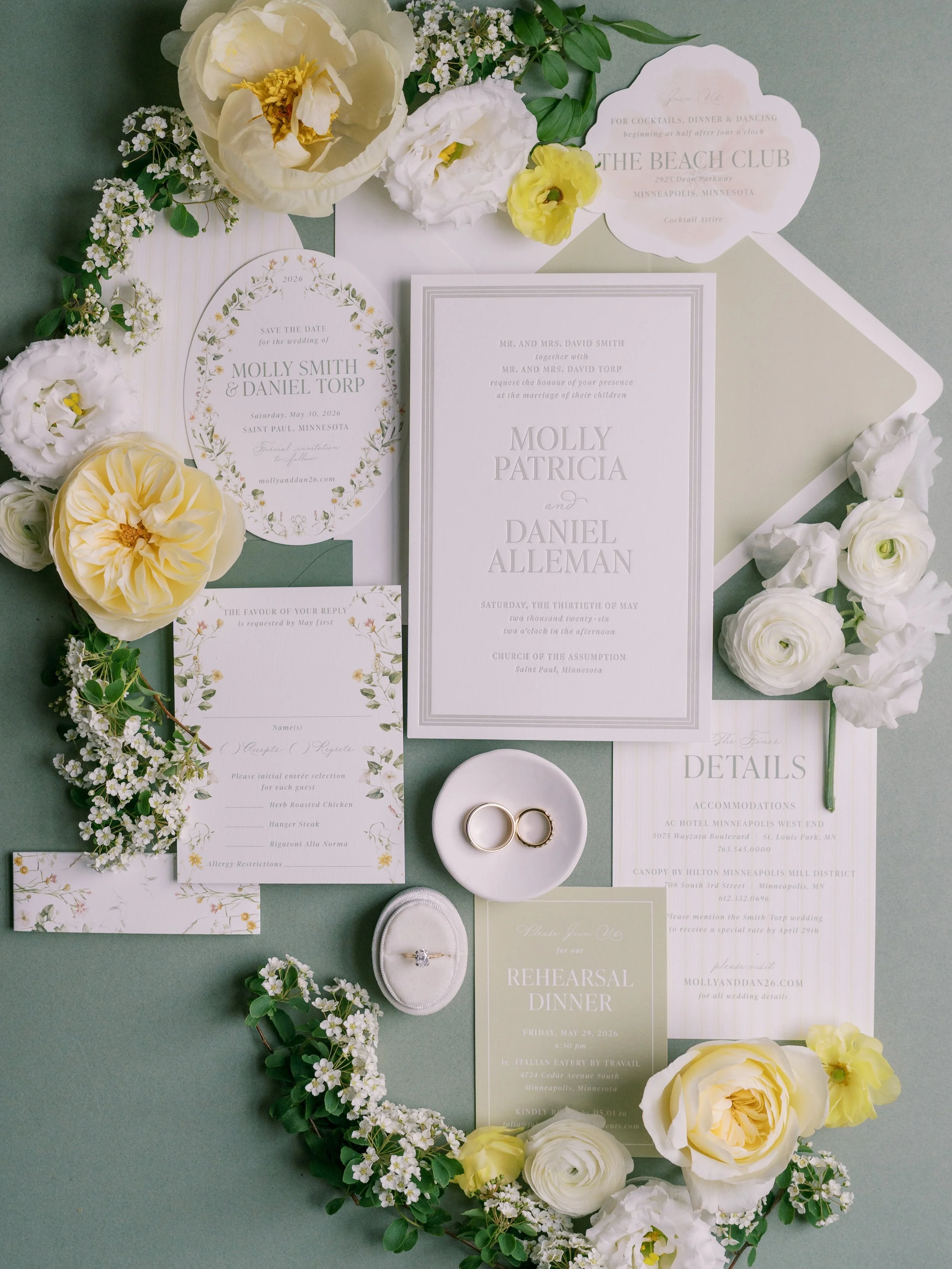One of my favorite parts of a wedding morning happens before anyone else even notices.

While hair and makeup are underway, I&rsquo;m gathering every piece of the story your guests have been seeing for months: the save the date, invitation suite, env