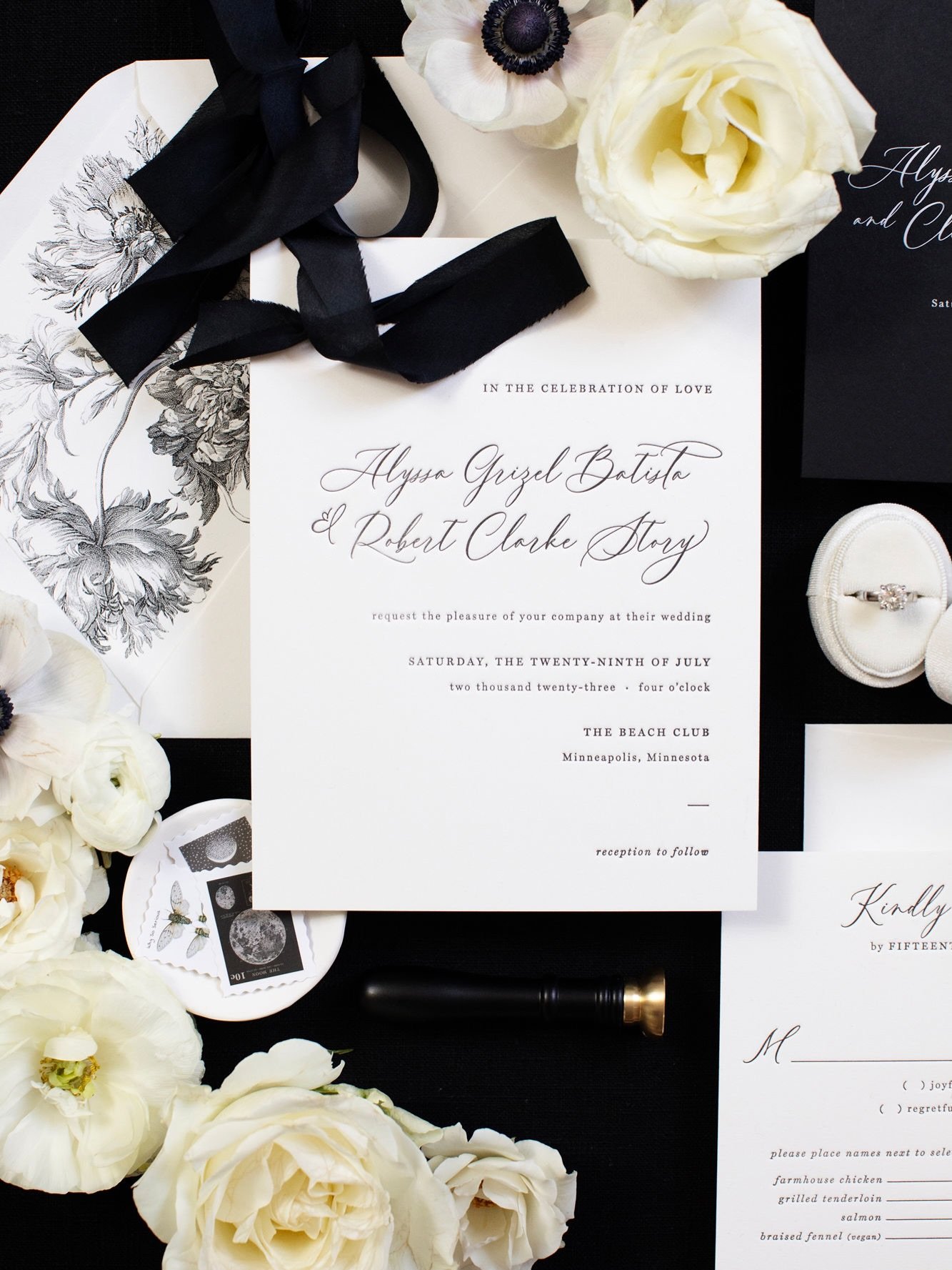 Some weddings come together because every detail is beautiful.

The most memorable ones come together because every decision is moving in the same direction.

Alyssa and Clark had a clear vision: black tie, modern, sophisticated, incredible food, exc