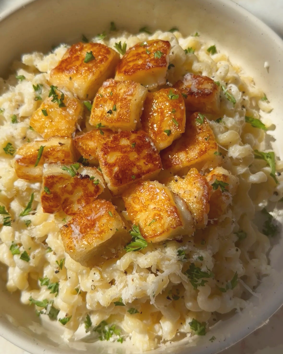 Halloumi protein Alfredo