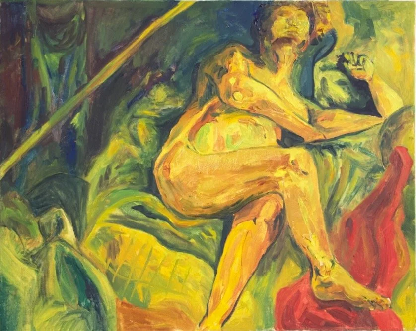 title: woman in repose (oil on canvas), 2019, by anna ginsburg