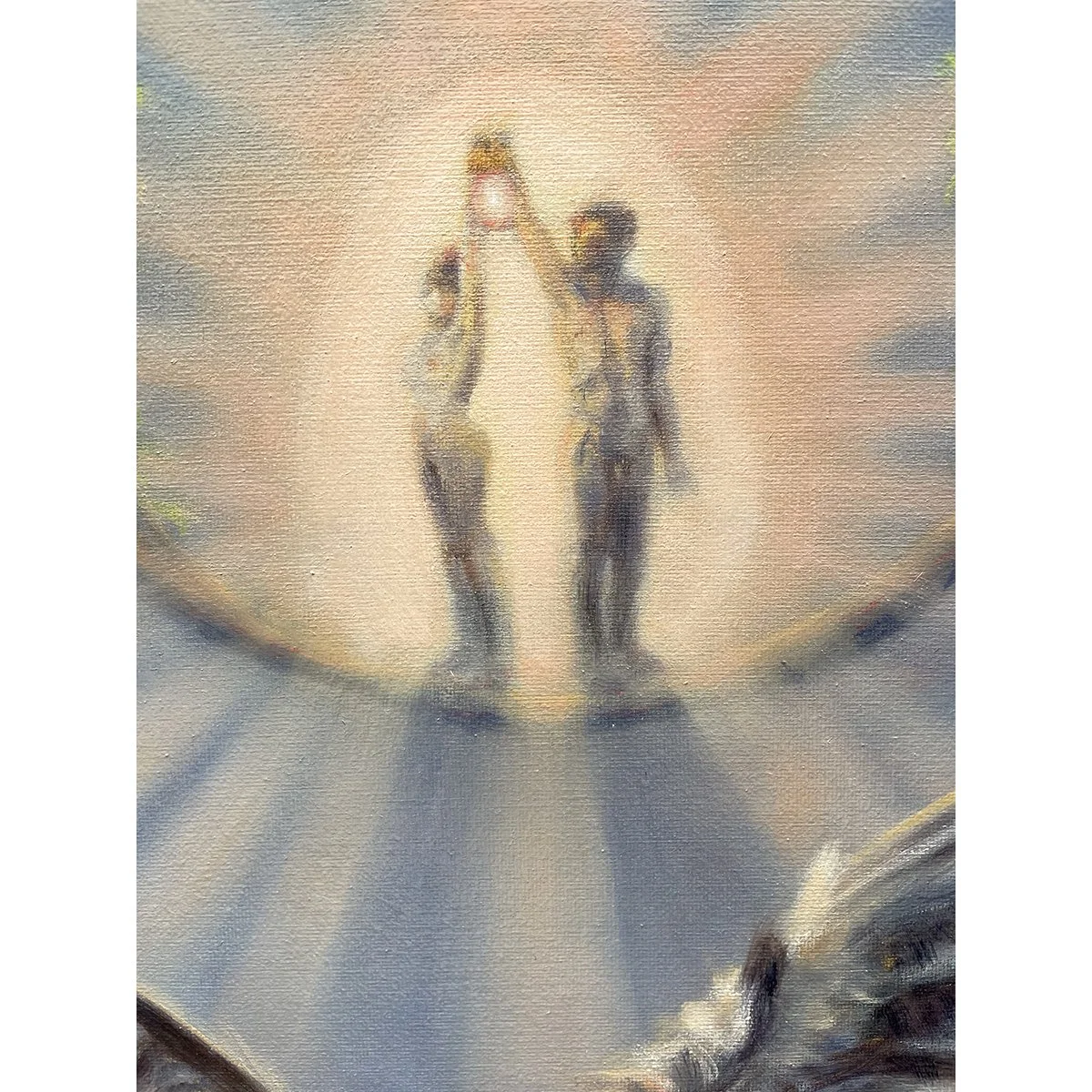 Detail of Adam and Eve from an original oil painting about creation myths by British artist Karina Tarin