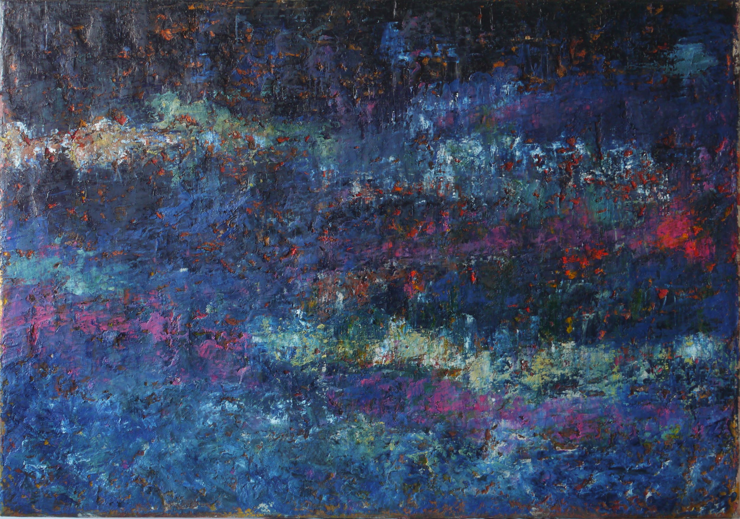 SUMMER SEAS IV - 
84CM X 74CM - 
OIL/SAND ON CANVAS (IN BLACK OAK BLOCK FRAME).